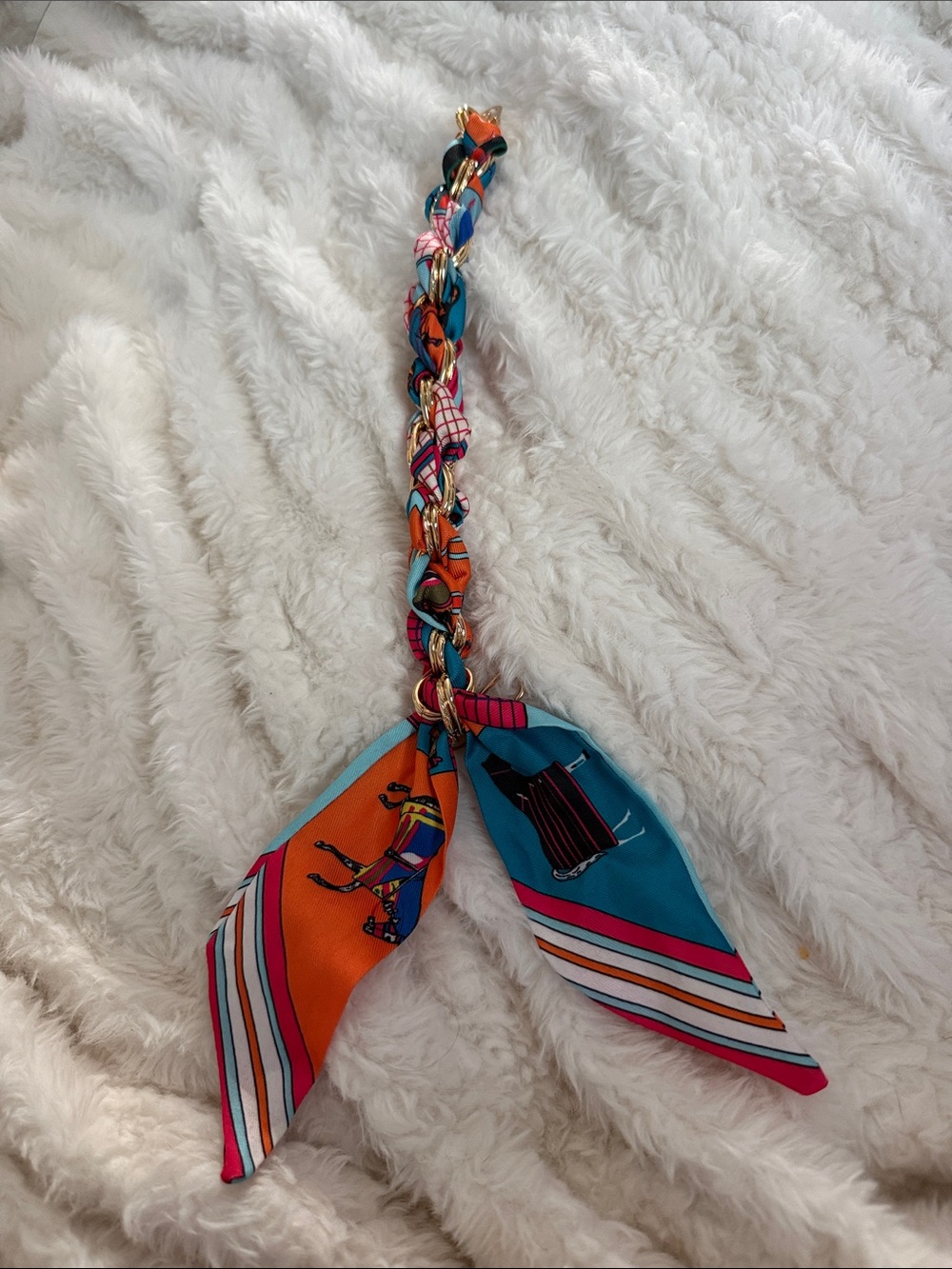 Scarf Bag Chain Twilly w/ Horse design